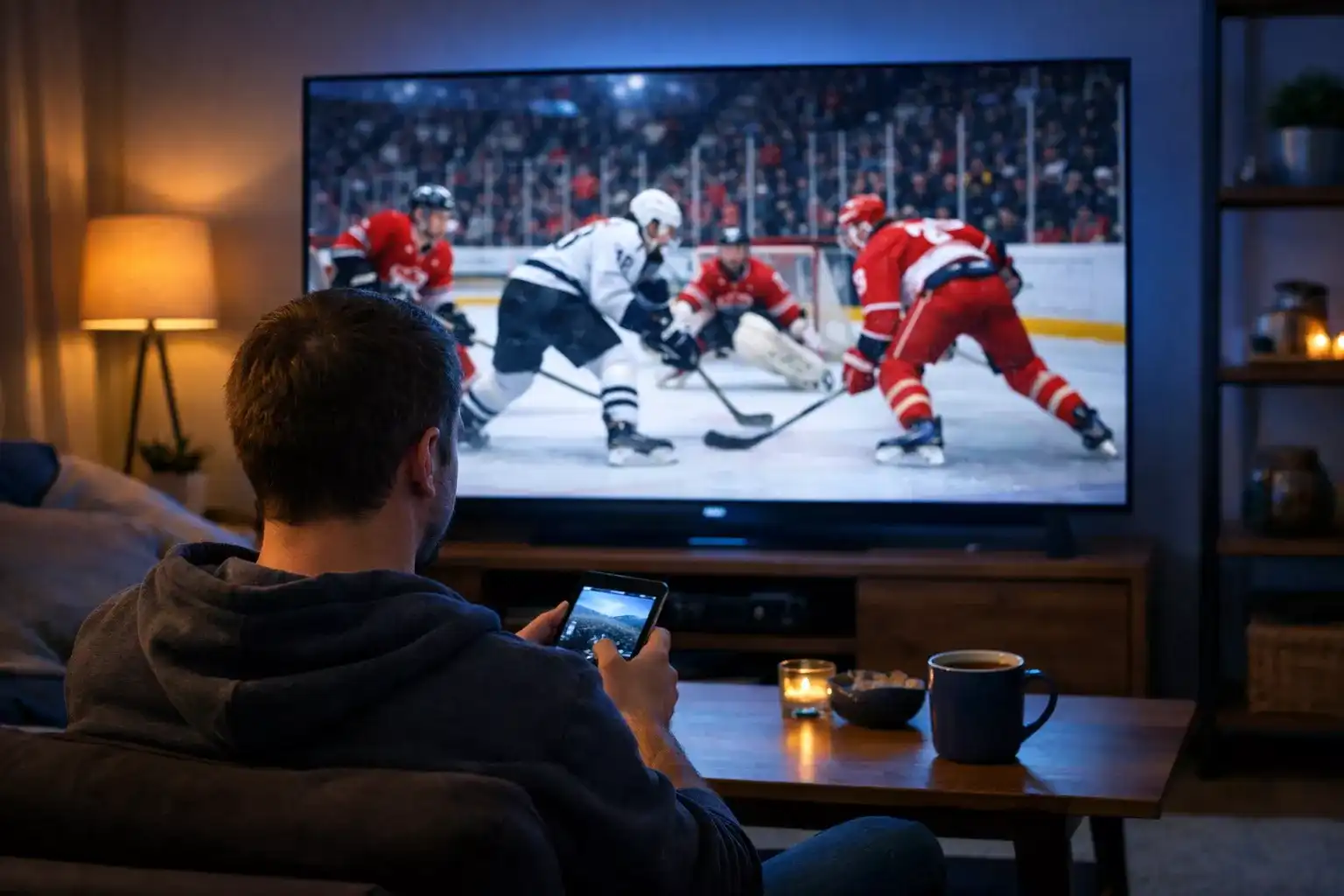 Živý přenos hokejového zápasu české extraligy na obrazovce