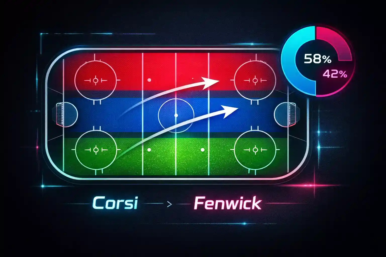 Vizualizace pokročilých hokejových metrik Corsi a Fenwick